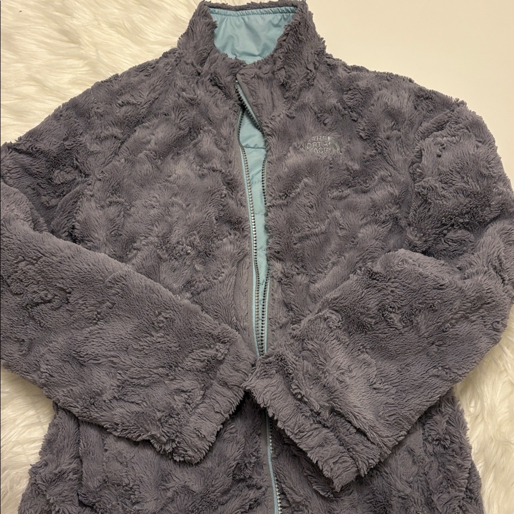 The North Face Sky Blue Quilted Jacket Reversible. 10-12 Medium.